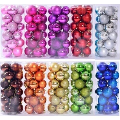 PGY 24PCS Christmas Balls Christmas Tree Decorations Xmas Ornaments 3cm/4cm/6cm/8cm Polystyrene Ball USA New Year Gifts Home A