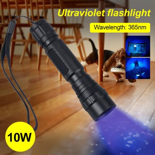 10W 365nm Ultra Violet Light 10W High Power UV Flashlight Black Light Pet Urine Stains Detector Scorpion Hunting Marker Checker