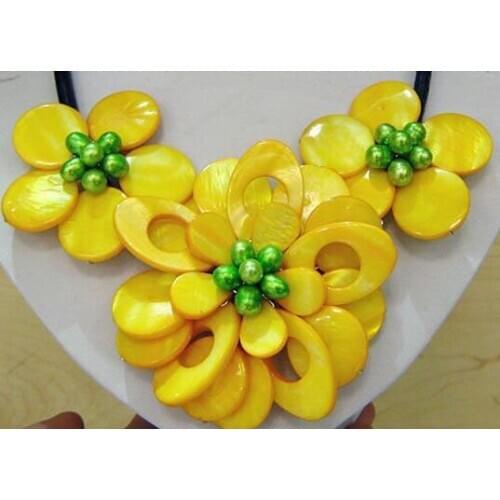 Unique Pearls jewellery Store Mixes Shell Real Freshwater Pearl Flower Black Rope Leather Nekclace Fine Jewelry Women Gift