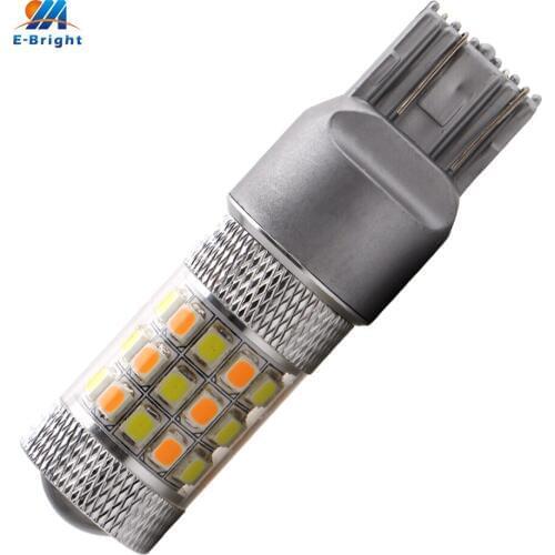 YM E-Bright 30PCS T20 7443 W21/5W 2835 42 SMD 42LEDs Car Brake Lights Turn Parking Auto Led White/Amber Dual Color 500Lm