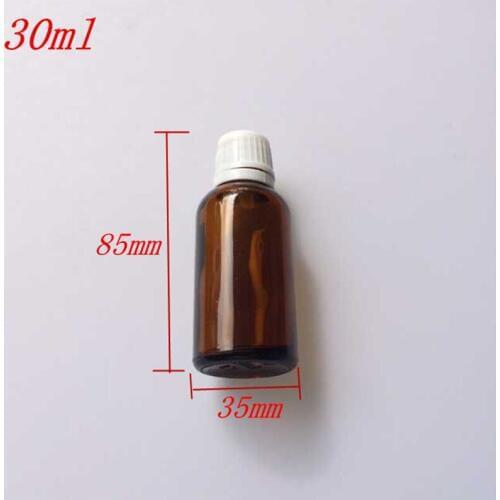 10 pcs 35x85 mm Empty Brown Glass Essential Oil Bottles DIY 30 ml Liquid Glass Bottle With White Plastic Safety Screw Cap Jar