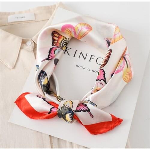 2021 Silk Scarf Square Neck Foulard Lady Hair Shawl Wraps Print Designer Bag Scarves Women Bandana Head Hijab Kerchief Summer