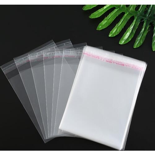 50pcs Clear Self-adhesive Plastic Bag Transparent Seal Bags Resealable Plastic Opp Bag For Gifts Packing Wedding Poly Gift Bags