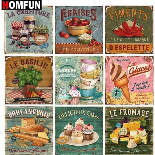 HOMFUN Full Square/Round Drill 5D DIY Diamond Painting "kitchen Cake bread dessert"3D Embroidery Cross Stitch 5D Home Decor Gift
