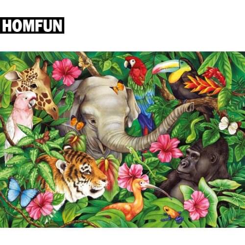 HOMFUN Full Square/Round Drill 5D DIY Diamond Painting "Forest animals" Embroidery Cross Stitch 5D Home Decor Gift