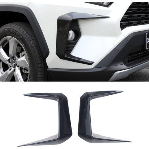Car Exterior Styling Carbon Fiber Front Fog Lamp Decoration Cover Trim For Toyota RAV4 RAV 4 xa50 2019 2020 Accessories