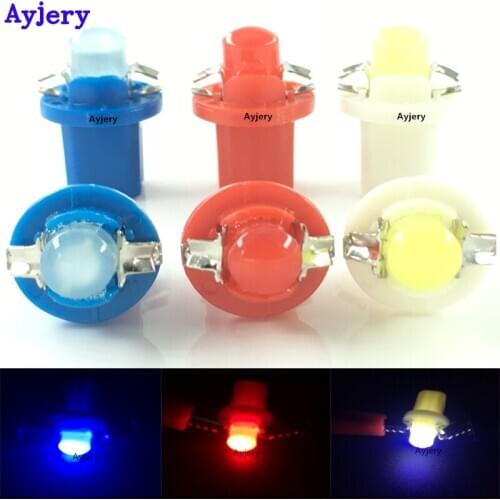 AYJERY 1000Pcs/lot 12V T5 B8.5D B8.5 1SMD LED Car COB Dashboard Light Speedometer Bulb Instrument Light Bulbs White Blue Red