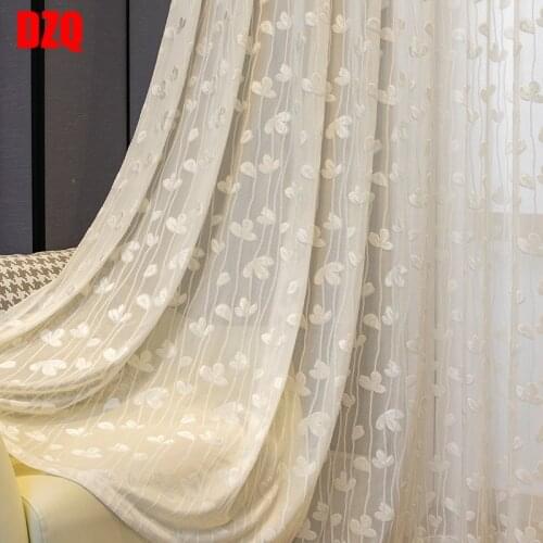 White Curtain American Simple Curtains for Living Dining Room Bedroom Modern Gauze Partition Lace Light Luxury Curtains