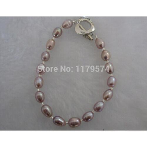 Hot Fashion Hot Purple Measly Freshwater Pearl Bracelet Heart-shaped Buckle Beads Jewelry Natural 6-7mm Wolesale Price hy0058