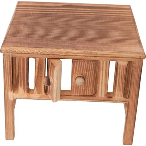 1:12 Wooden Dollhouse Table Mini Square Desk Model Toys Office Bar Decor