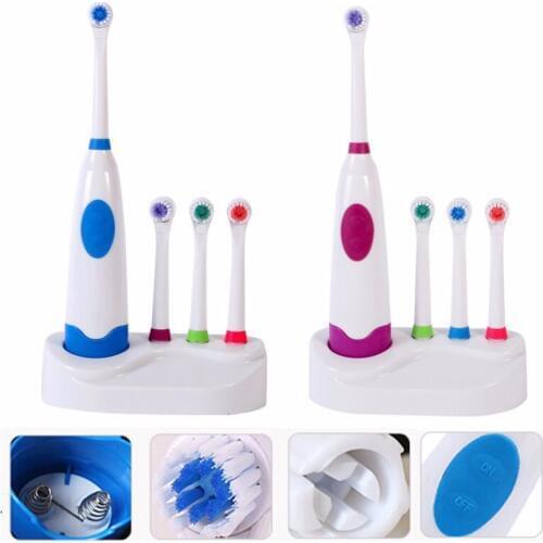 1 Set New Design Battery Operated Electric Toothbrush Waterproof Dental Care Revolving Toothbrush Heads + 3 Nozzles Oral Hygiene