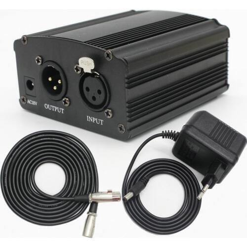 Channel 48V Phantom Power Supply With 2.5M XLR Audio Cable for Condenser Microphone studio Voice Recording Equipment