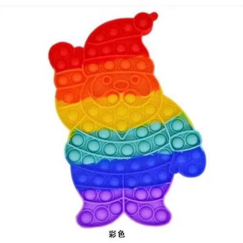 28 CM Jumbo Mega Rainbow Santa Claus Shape Giant Silicone Push Pop Bubble Huge Big Fidget Sensory Toys Plus Popper Poppet Fidget