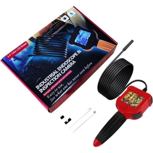 Inspection Camera Industrial Endoscope with 2.4 Inch Color LCD Screen Camera IP67 Waterproof Semi-Rigid Snake Tube
