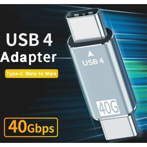 Type-C USB4 40Gbps Adapter USB-C Male to Male Data Sync Converter Extension Cable for Macbook Pro Air Dell Thunderbolt 3 Laptop