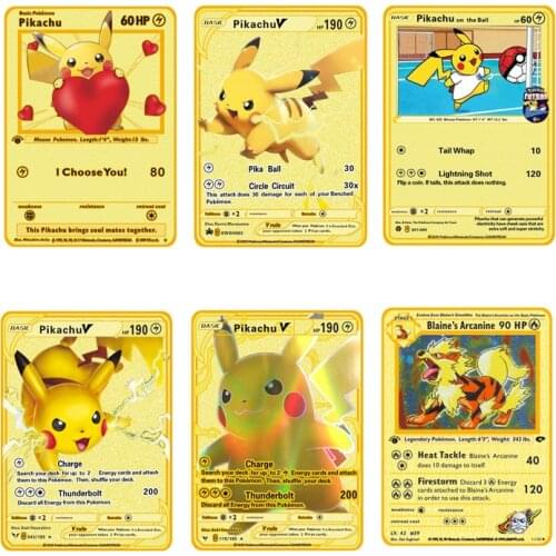 Pokemon Cards Pikachu Venusaur NEW Style Pikachu Greninja Golden Metal Vmax Card Collection Gift Kids Game Collection Cards
