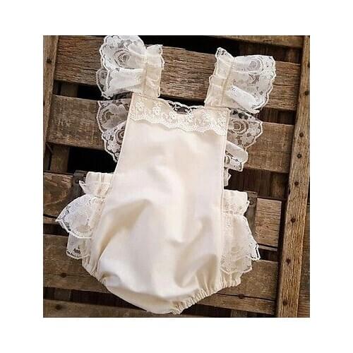 Cute Princess Newborn Baby Girl Floral Romper Lace Ruffle Fly Sleeve Backless Jumpsuit Sunsuit Birthday Party Baby Girls Clothes