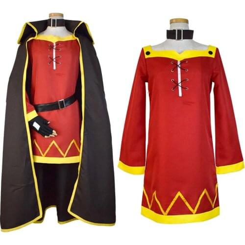 KonoSuba Gods Blessing on this Wonderful World Konosuba Megumin Cloak Dress Uniform Outfit Halloween Anime Cosplay Costume Wig