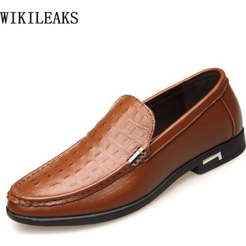 Brown Men Dress Shoes Black Designer Loafers Crocodile Shoes Man Formal Wedding Shoes for Men 2021 Zapatos De Hombre Chaussures