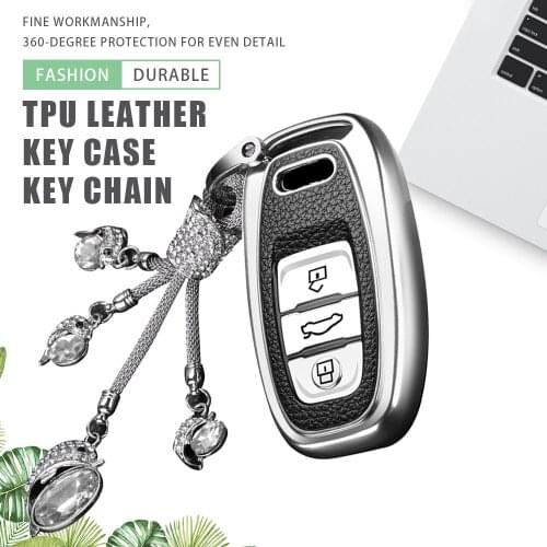 TPU Leather Car Key Case Cover Holder Key Chain Ring for Audi A1 A3 A4 A5 A6 A7 A8 Q3 Q5 Q7 B8 S5 S6 S4 Protector Accessories
