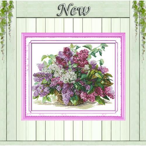 Beautiful flower Lilac,11CT Pattern on the canvas DMC 14CT Cross Stitch kits,needlework embroidery for Set,DIY Crafts Home Decor