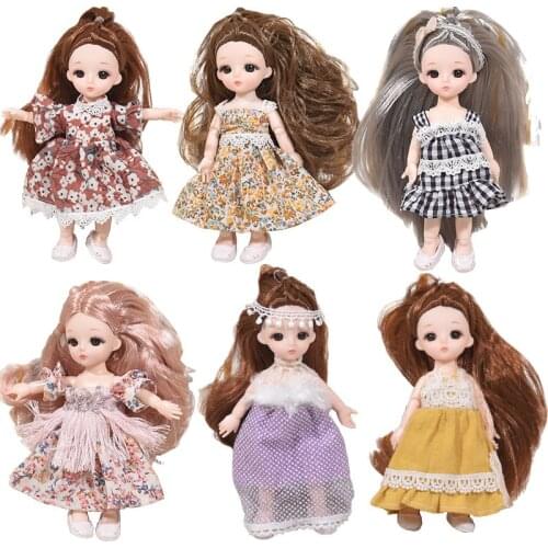 16CM BJD Doll with Clothes Shoes 3D Eyes Princess Baby Dress Up Makeup Fashion Dolls Toys for Girls Gift diy 1/12 Play House