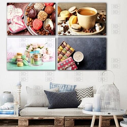 Macaron Cake Coffee Food Canvas Painting Modern Home Decoration Wall Art Picture for Kitchen Decor Nordic Posters and Prints