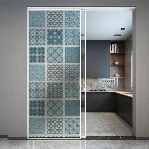 No-glue Frosted Window Cover Film Waterproof Static Cling Glass Foil Window Sticker Mediterranean blue For Bathroom GS031