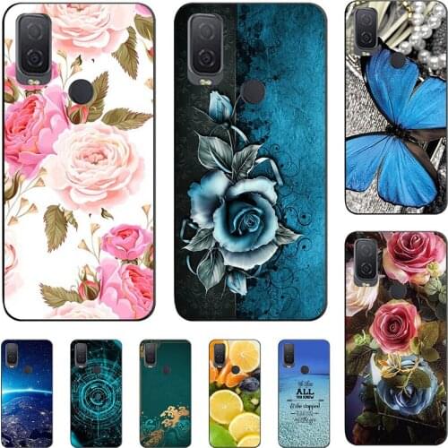 Fashion Flower Case For Alcatel 1L 2021 4063D 6.1" Cover Soft Silicone Cat Printing Capa Back Coque