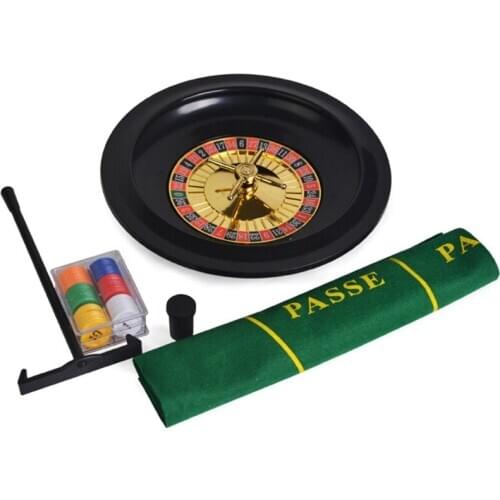 10 inch Roulette Game Set Casino Roulette with Table Cloth Poker Chips for Bar KTV Party Borad Game