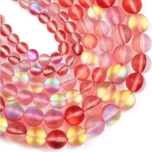 YHBZRET Natural Shimmer Stone Matte Red Labradorite 6/8/10MM Round Spacers Loose beads for Jewelry making DIY bracelets necklace