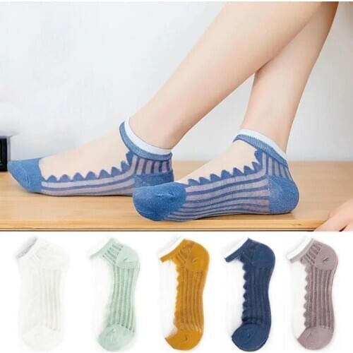Short Socks 5 Pairs Of girl funny cute fashion colorful candy Printing socks sweet women thin summer ankle crystal sheer