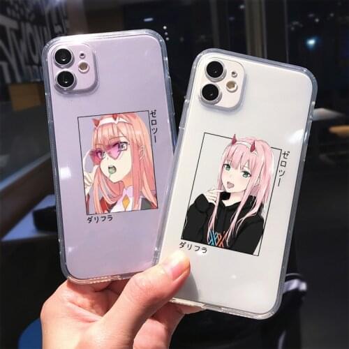 Cute Zero Two Darling In The FranXX Phone Case Transparent for Iphone Se2020 6 6s 7 8 11 12 Plus Mini X Xs Xr Pro Max Soft Cover