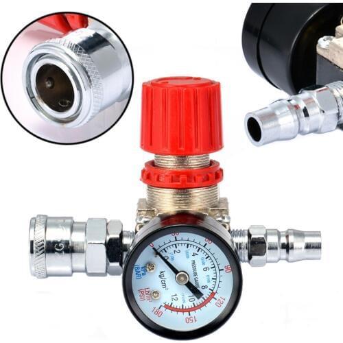 1Pcs Air Compressor Pressure Switch Valve 180PIS 12Bar Adjustable Air Regulator Valves With Gauge