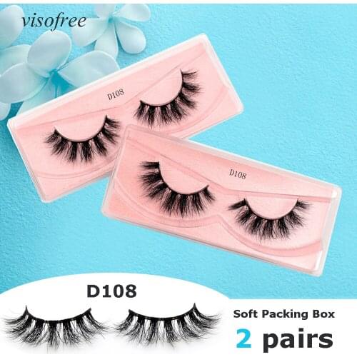 2 pairs 3D mink lashes fluffy natural eyelashes set wholesale soft eyelash packaging makeup false eyelashes visofree cilios