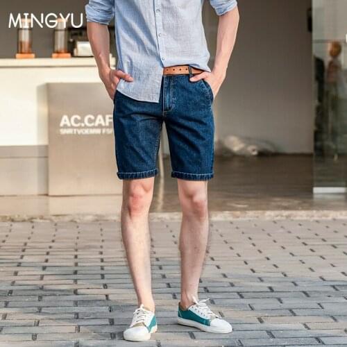 Mingyu High Quality Summer Mens Blue Casual Denim Shorts Classic Style Fashion Stretch Cotton Short Jeans Mens Brand Clothes