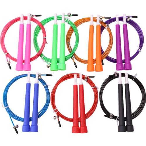 Wholesale high quality Gym Equipment Customized Logo Print Skipping Jump Rope with plastic handle Fitness Exercises