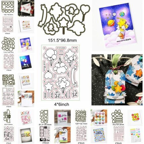 Mix Shape Balloon Animal Human Letter Alphabet Frame Metal Cutting Dies Combine Match Clear Silicone Stamps Make Cards Scrapbook