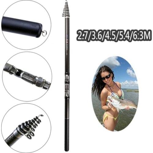 2.7/3.6/4.5/5.4/6.3m Fishing Pole Carbon Telescopic Spinning Sea Fishing Rod Pole Fish Tackle Lake River Casting Rod