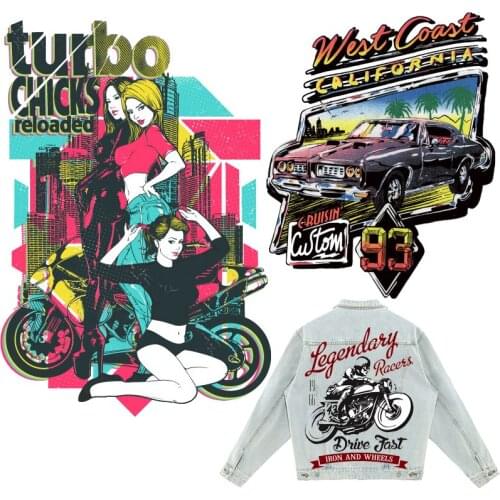 Sexy Girls Biker Patches Thermal Stickers on Clothes Fabric Iron-on Transfers for Clothing Thermoadhesive Patch Diy Car Applique