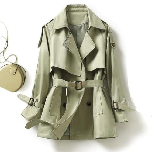 Brand New Fashion Women Trench Coat Short Double-Breasted with Belt Spring Autumn Lady Trench Coat Female Outerwear Quality