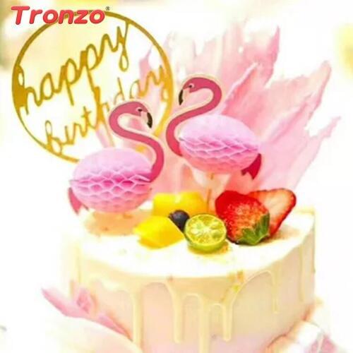 Tronzo 10pcs Flamingo Cake Topper Birthday Party Decoration Kids Paper Cute Cartoon Cupcake Toppers Baby Shower Party Supplies