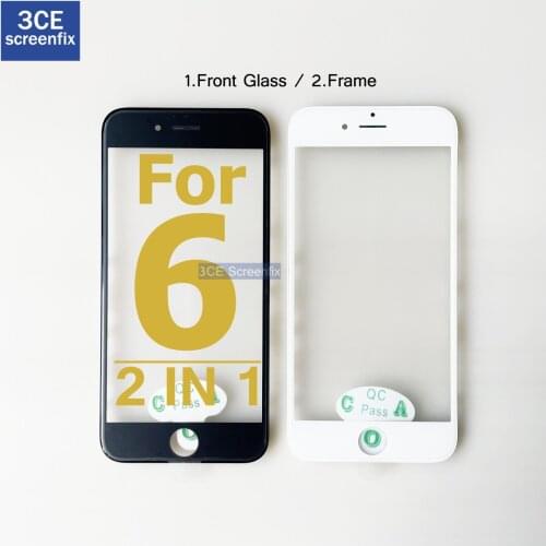 Top Quality Front Outer Glass Middle Frame Bezel Laminate OCA For iPhone 6 3 in 1 2 in 1 Front Glass Frame OCA