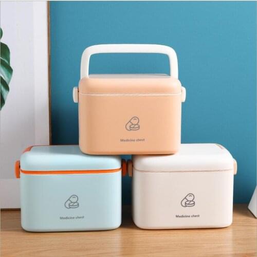 3 Color Family Medicine Box Macaron Style Travel Medical Case Medicine Plastic Storage Box Double-Layer Medicine Cabinet SL008
