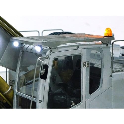 Metal Cabin Roof Safety Net Anti-collision net w/ Spotlight for 1/14 LESU RC Wheeled Excavator DIY Modification Part