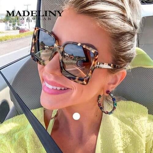 MADELINY Oversized Sunglasses Women Retro Fashion Brand Designer Big Frame Square Sun Glasses Female UV400 Oculos MA448