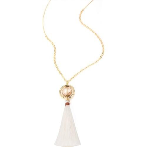 Fever&Free Collares Mujer Long Chain Stone Necklace Round Elegant Chic Tassel Necklaces Pendants Wisiorek Damski Fashion Jewelry