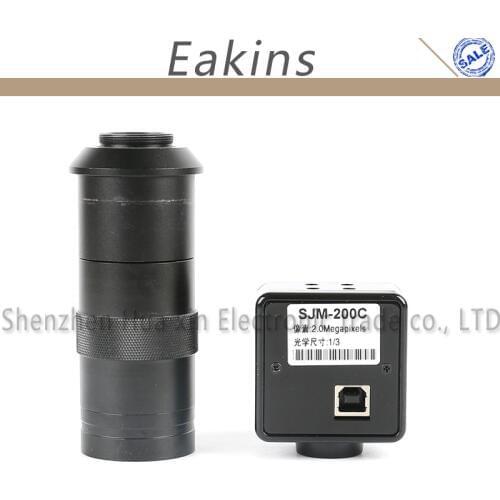 2.0MP 1/3" COMS Industrial USB Video Camera Electronic Digital Eyepiece Microscope Measurement Software + 100X C-MOUNT Lens