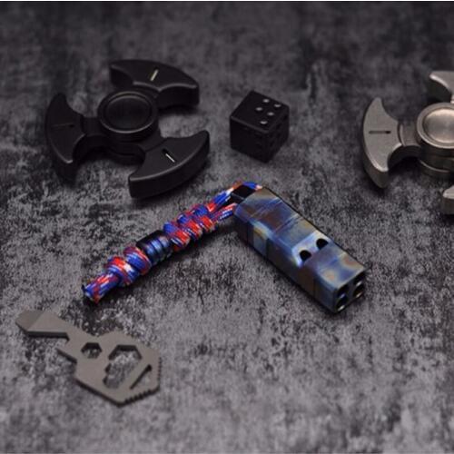 1PC Titanium Alloy Whistle Four-hole Structure 120db Emergency Lifesaving Whistle Camping Survival SOS Survival Necklace Pendant