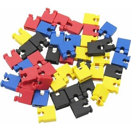 100PCS Pitch jumper shorted cap & Headers & Wire Housings 2.54MM SHUNT Black yellow white green red blue